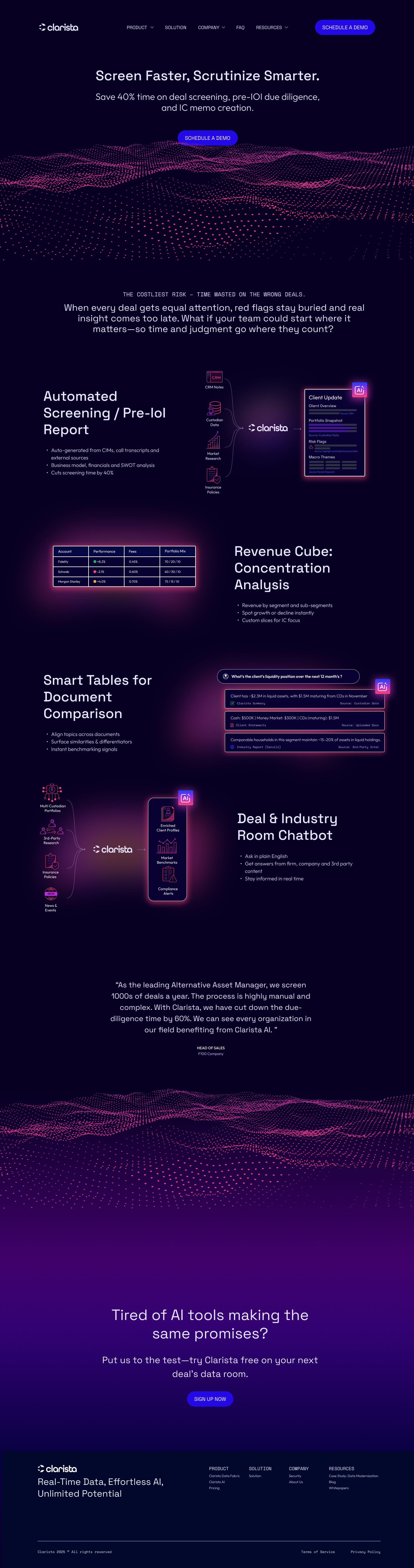 Clarista landing page
